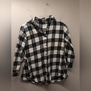 Mini pop kids mpk believer side split plaid collared shirt xl 14 -16 girls